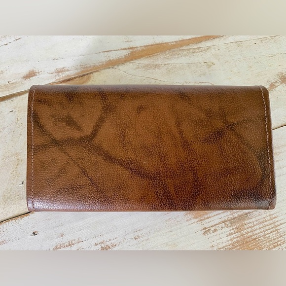 NEW YORKER brown split genuine cowhide marbled leather wallet vintage 70s RaRe - Picture 8 of 12